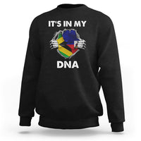Black crewneck sweatshirt with “It's in My DNA” graphic on the front