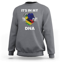Charcoal gray crewneck sweatshirt with “It's in My DNA” graphic on the front
