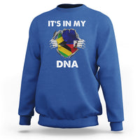 Royal blue crewneck sweatshirt with “It's in My DNA” graphic on the front
