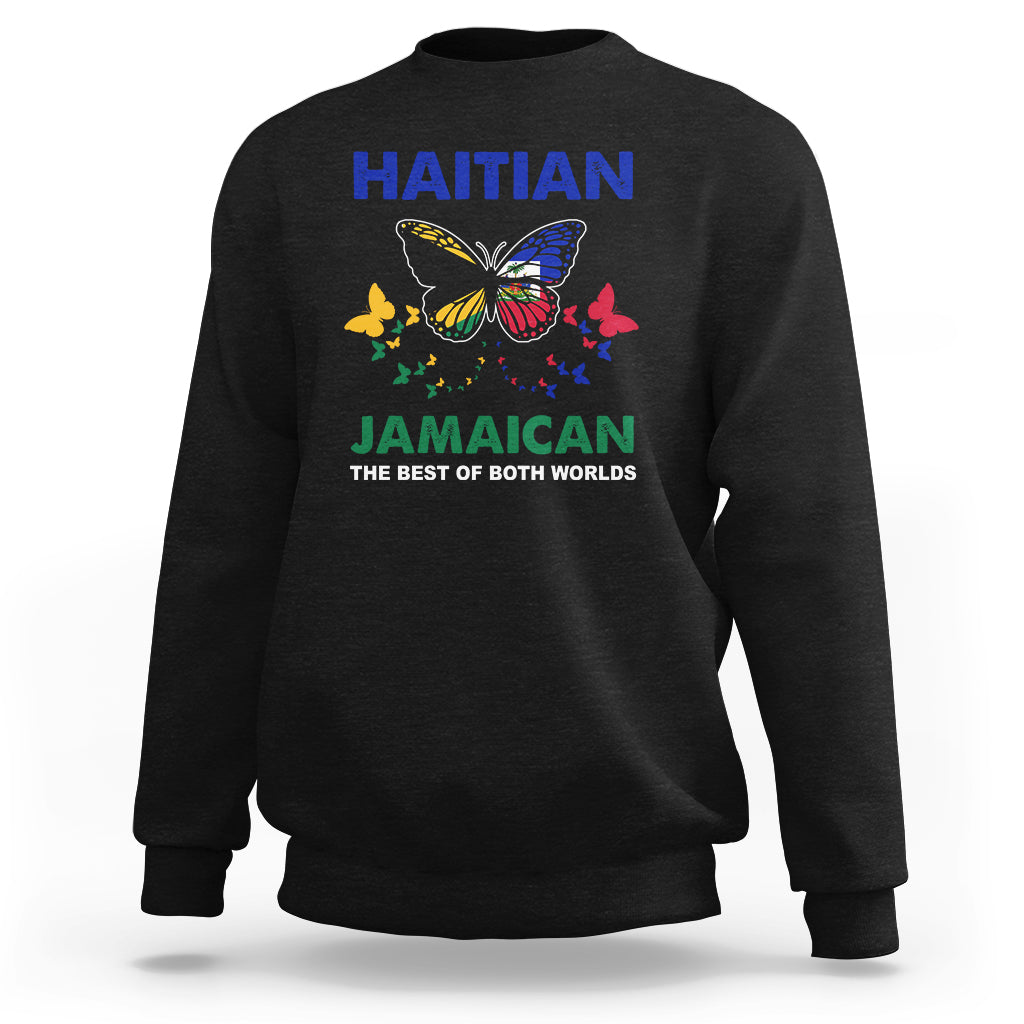 Haitian Jamaican Sweatshirt The Best Of Both Worlds Butterfly Haiti Jamaica Flag - Wonder Print Shop