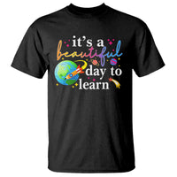 Black teacher T-shirt with "it's a beautiful day to learn" graphic