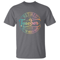 Charcoal retired teacher T-shirt with circular 'Let the Recess Begin' graphic