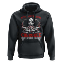 Black hoodie with front graphic print, hood, and kangaroo pocket