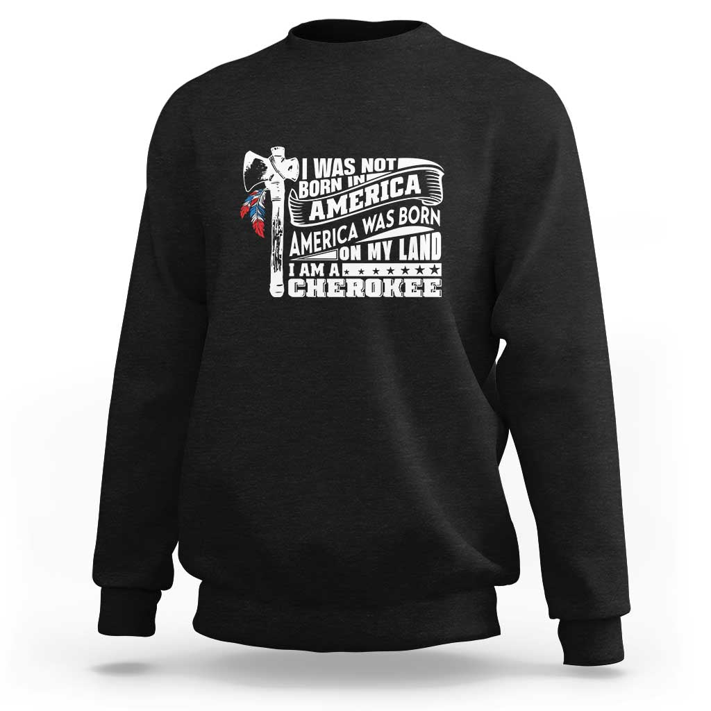 Black Cherokee graphic sweatshirt with bold front text and tribal flag design