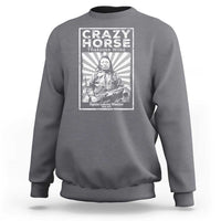 Charcoal gray pullover sweatshirt with rear graphic print