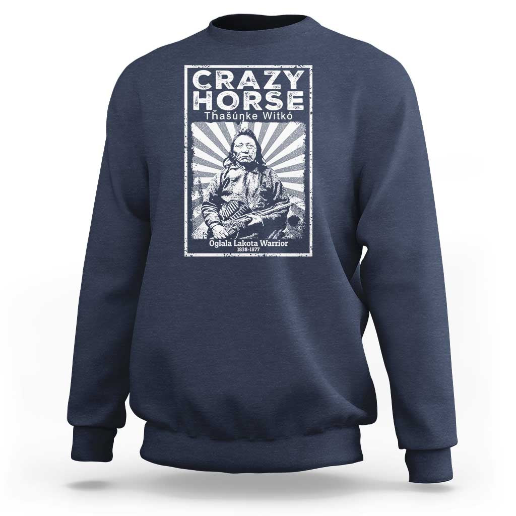 Navy pullover sweatshirt with rear graphic print