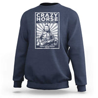 Navy pullover sweatshirt with rear graphic print