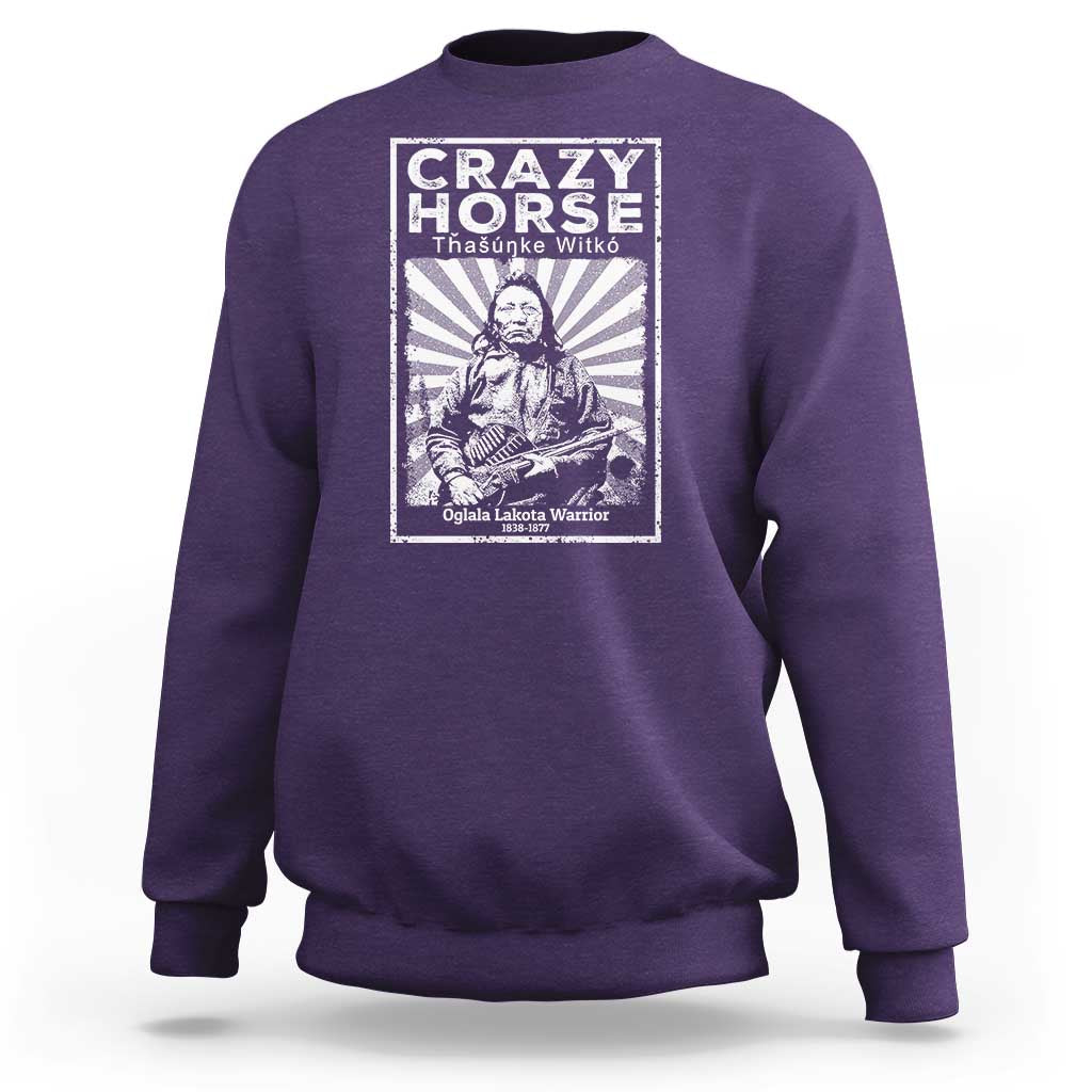 Purple pullover sweatshirt with rear graphic print