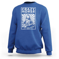 Royal blue pullover sweatshirt with rear graphic print