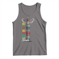 Gray tank top with colorful totem pole graphic and Alaska lettering