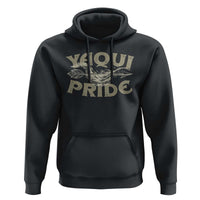 Dark charcoal pullover hoodie with centered Yaqui Pride graphic, hood and kangaroo pocket