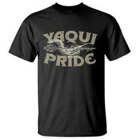 Black T-shirt with 'YAQU PRIDE' graphic and feather wings on front