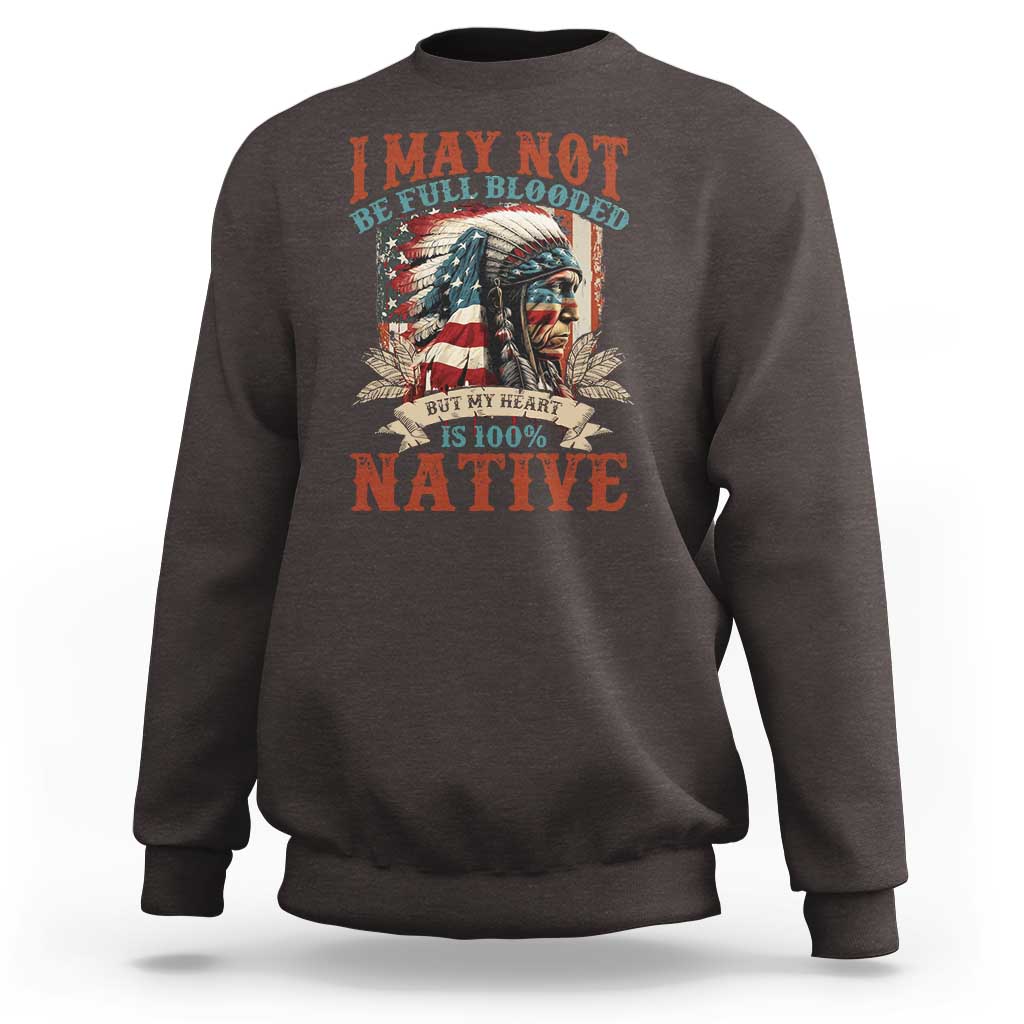 Dark brown Native American graphic sweatshirt with back 'NATIVE' print
