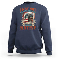 Navy Native American graphic sweatshirt with back 'NATIVE' print