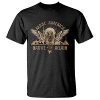 Black T-shirt with Native-style eagle head and wings graphic on chest