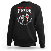 Black crewneck sweatshirt with centered Native Pride back graphic