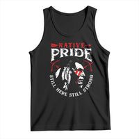 Black sleeveless tank top with Native Pride graphic, scoop neck and crew hem