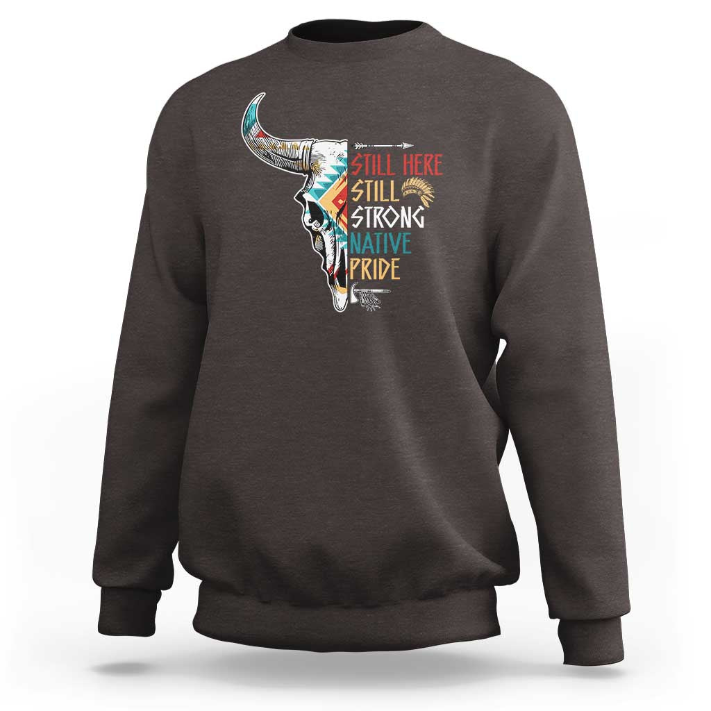 dark brown sweatshirt with Native Pride graphic on chest