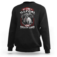 Crewneck sweatshirt, black, long sleeves, centered illustrated graphic on front