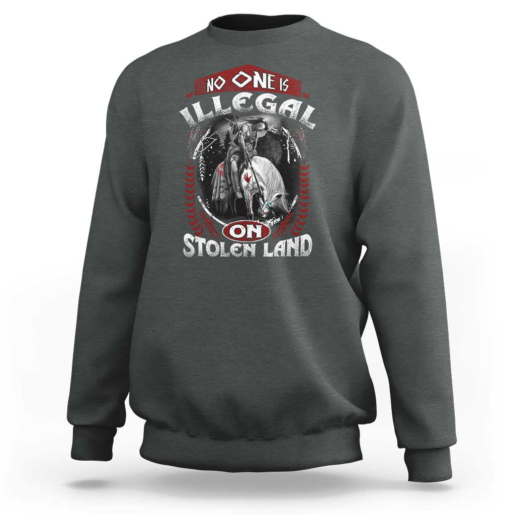 Crewneck sweatshirt, dark gray, long sleeves, centered illustrated graphic on front