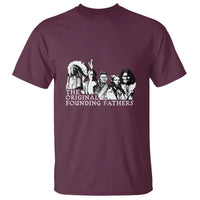 Maroon crewneck graphic T-shirt with “The Original Founding Fathers” front print