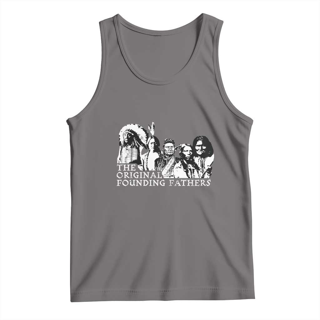 Dark gray tank top with 'The Original Founding Fathers' graphic of historical figures