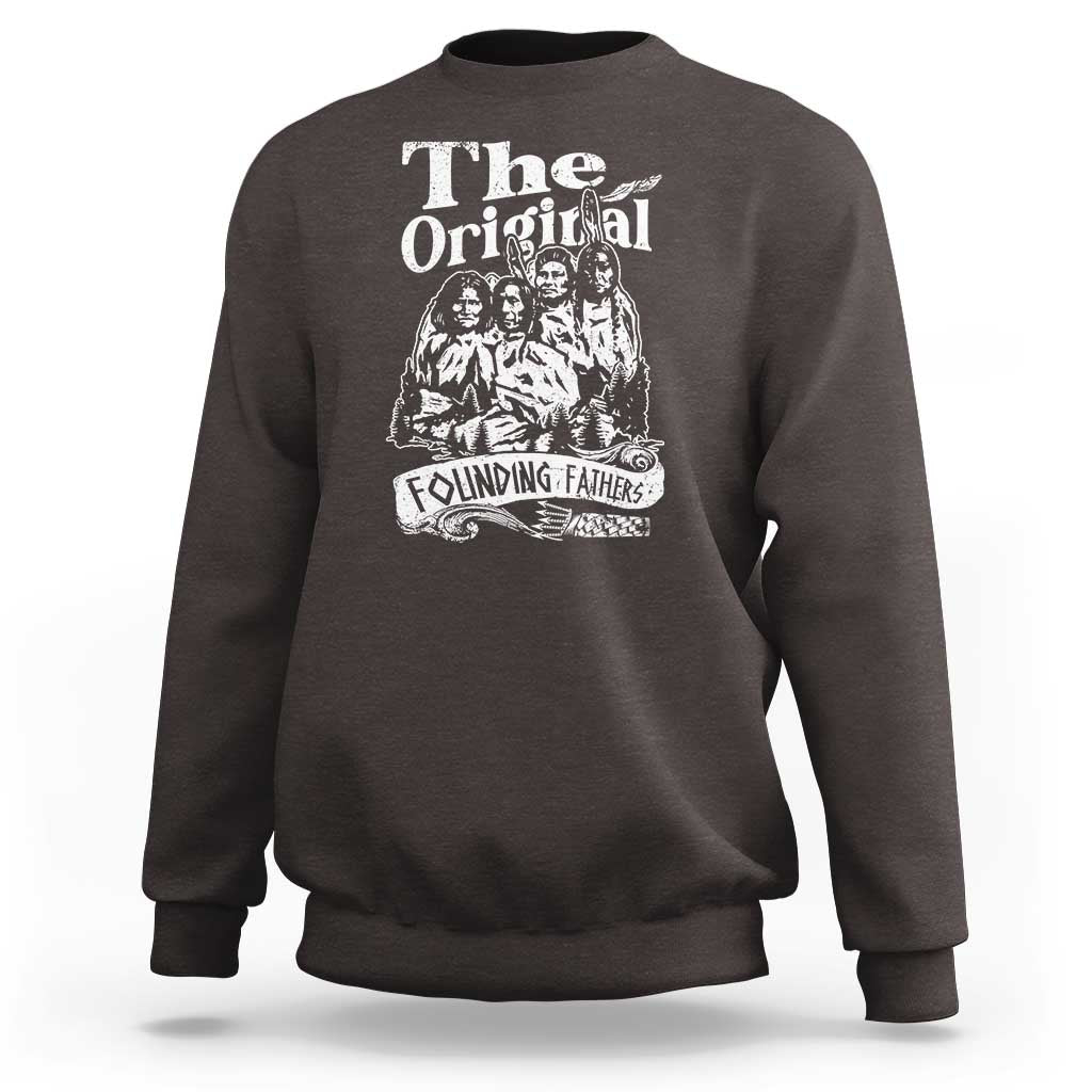 Dark chocolate crewneck sweatshirt with large 'The Original' Founding Fathers graphic