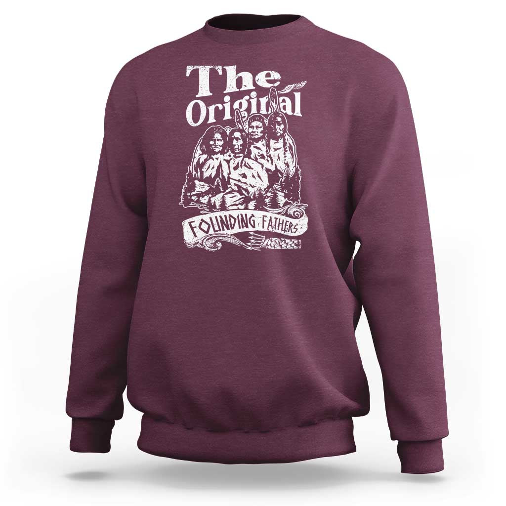 Maroon crewneck sweatshirt with large 'The Original' Founding Fathers graphic