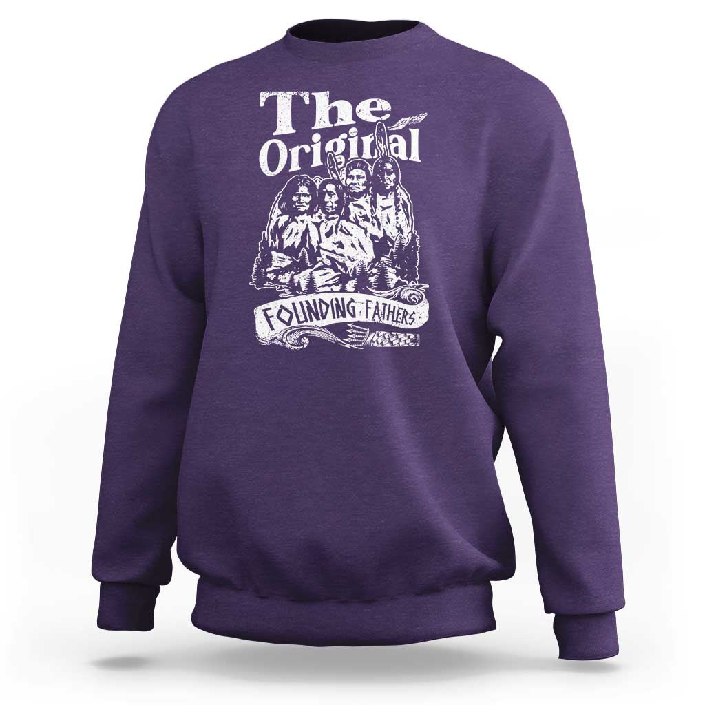 Purple crewneck sweatshirt with large 'The Original' Founding Fathers graphic