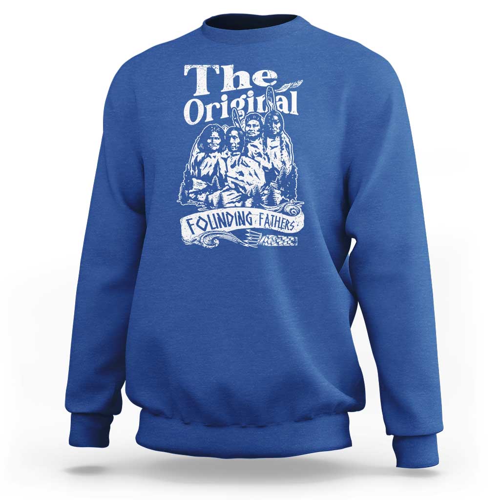 Royal blue crewneck sweatshirt with large 'The Original' Founding Fathers graphic