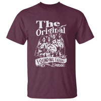 Native American Indian graphic T-shirt, maroon, 'The Original' and 'Founding Fathers' print