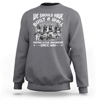 Light gray Native American sweatshirt, large back graphic text print