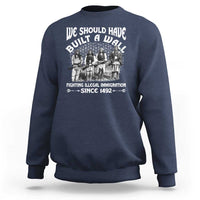 Navy Native American sweatshirt, large back graphic text print