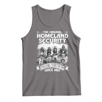 Heather gray tank top with Homeland Security front graphic