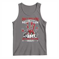 Gray Native American tank top with red graphic front print