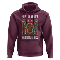 Maroon Taino heritage warrior graphic hoodie with front pouch and drawstring hood