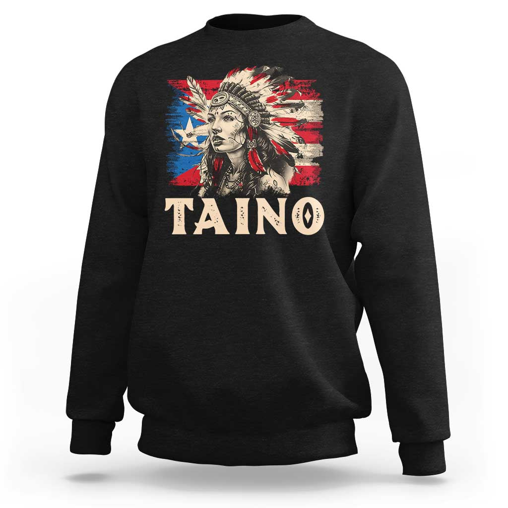 Black Taino warrior graphic sweatshirt, long sleeves, crew neck