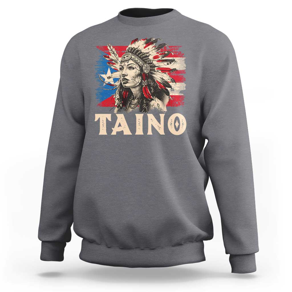 Charcoal Taino warrior graphic sweatshirt, long sleeves, crew neck