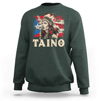 Dark forest green Taino warrior graphic sweatshirt, long sleeves, crew neck