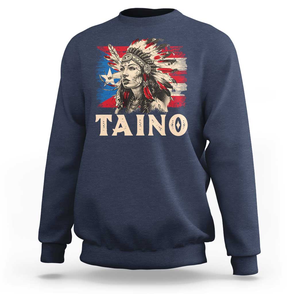 Navy Taino warrior graphic sweatshirt, long sleeves, crew neck
