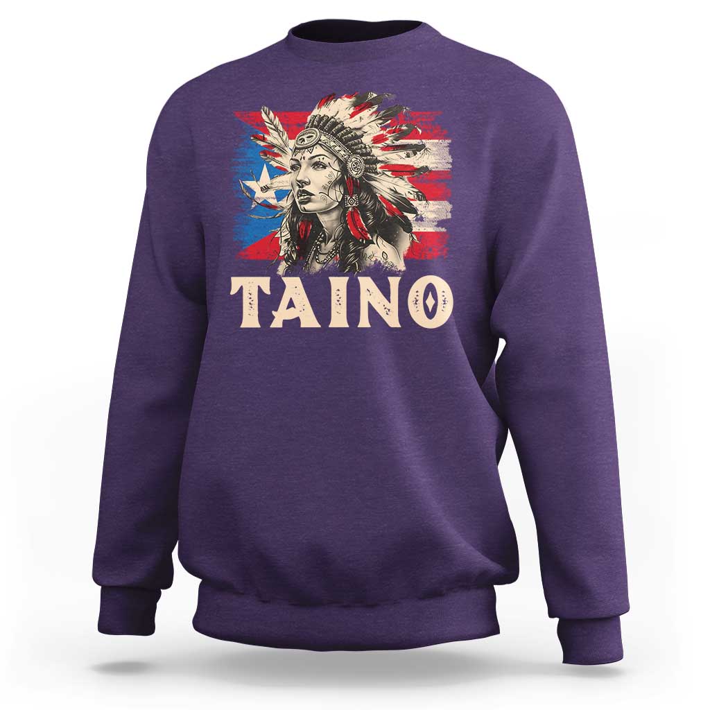 Purple Taino warrior graphic sweatshirt, long sleeves, crew neck