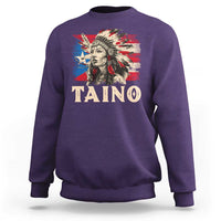 Purple Taino warrior graphic sweatshirt, long sleeves, crew neck