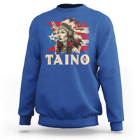 Royal blue Taino warrior graphic sweatshirt, long sleeves, crew neck