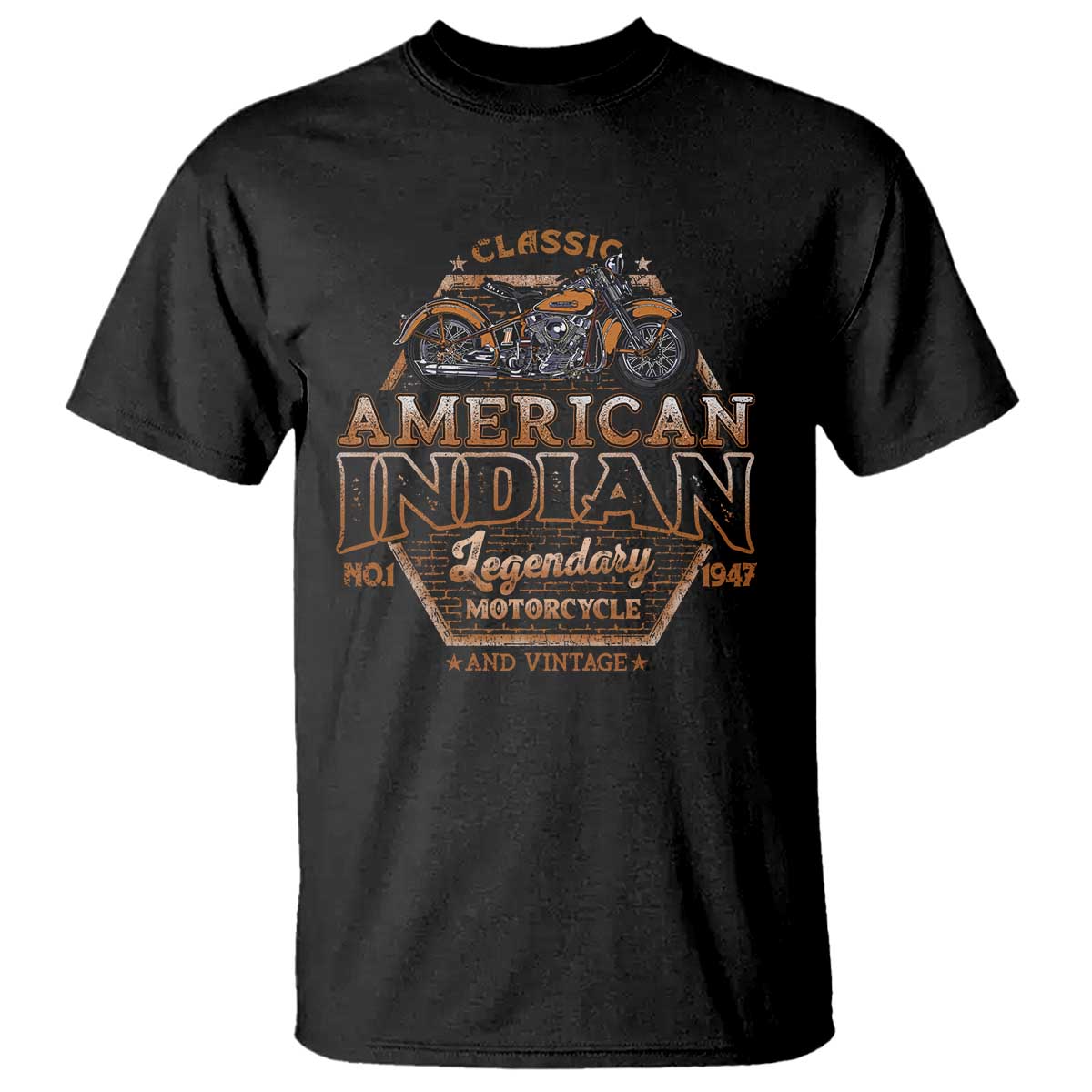 American Indian Legendary Retro Biker Motorcycle Rider T Shirt - Wonder Print Shop