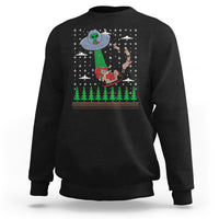 Black Christmas sweatshirt with alien UFO and Santa graphic