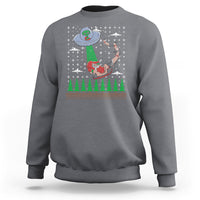 Charcoal Christmas sweatshirt with alien UFO and Santa graphic