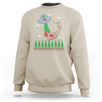 Sand Christmas sweatshirt with alien UFO and Santa graphic