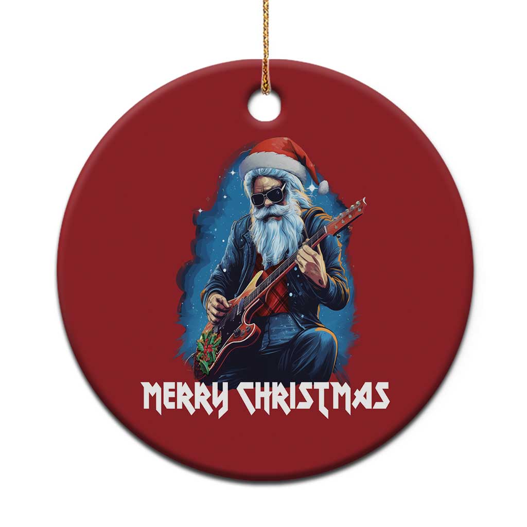 Xmas Rock Lover Christmas Ornament Sleigher Hail Santa Electric Guitar - Wonder Print Shop