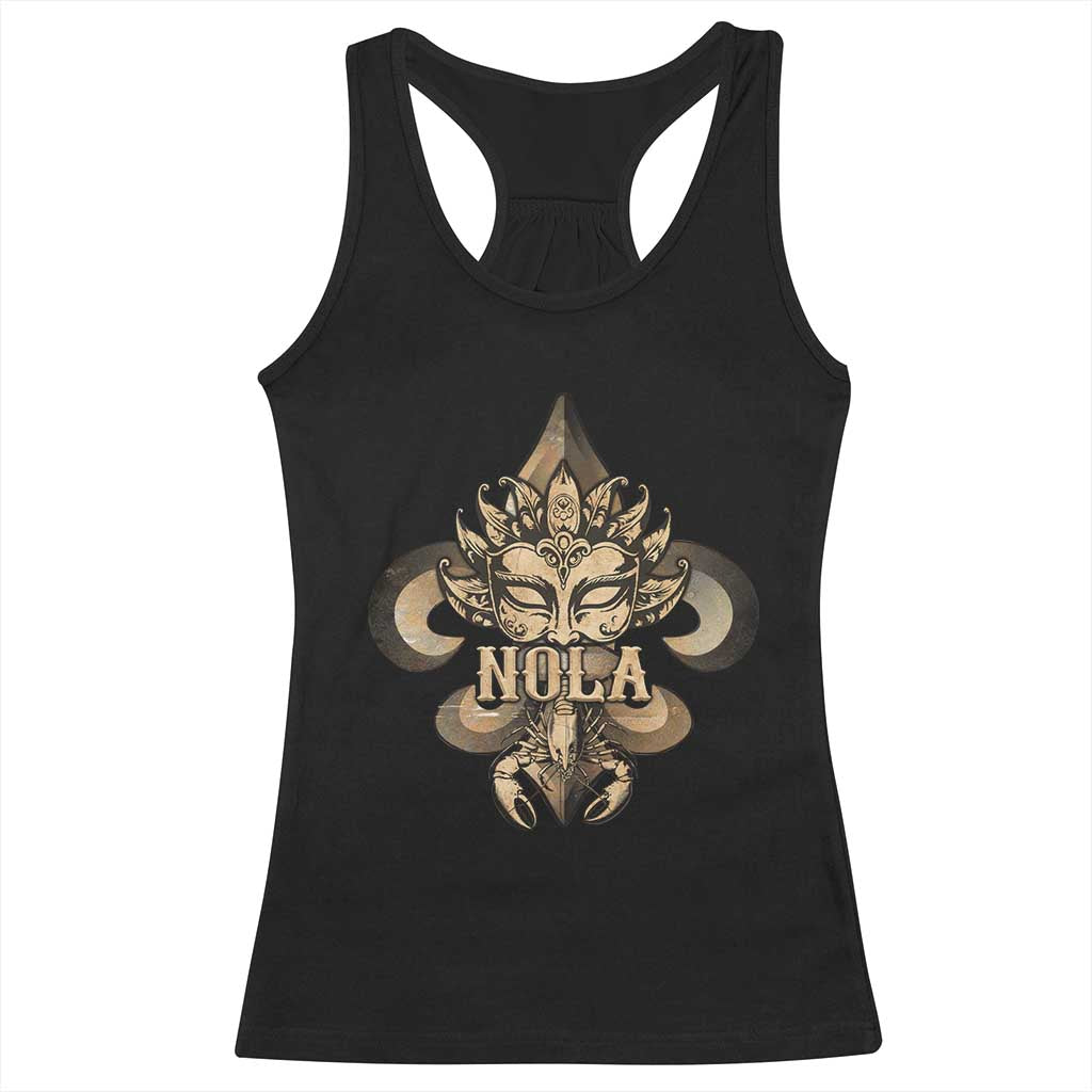 NOLA New Orleans Louisiana Racerback Tank Top Mardi Gras Mask Fleur De Lis