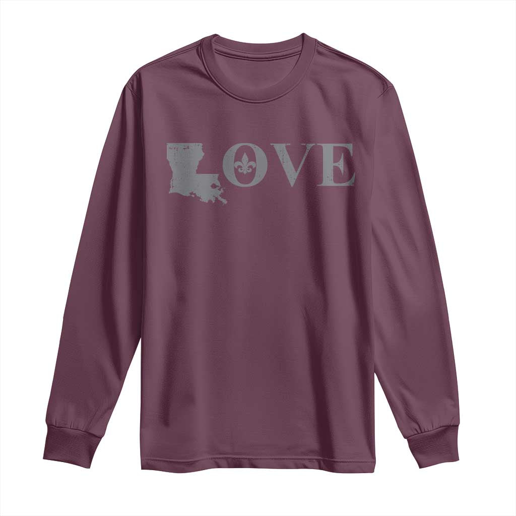 LOVE Louisiana Long Sleeve Shirt Fleur De Lis LA Map